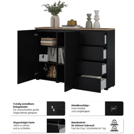 OTTO home Highboard Modo 150 x 100 x 34,5 cm Schwarz / Eiche Mauvella