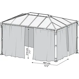 CANOPIA Vorhang-Set für Pavillon Martinique 1 Stück 4,20 x 2,17 m Grau