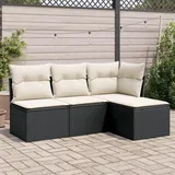 Tidyard 4-TLG. Gartenlounge Set Rattan, Balkonlounge, Terrassensofa Rattan, Loungemöbel Terrasse, Gartenmöbel Lounge Sofa, Stauraum, Kissen, Poly Rattan