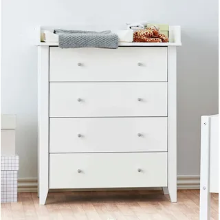 Hoppekids Wickelkommode "CHRISTIAN", weiß, B:84cm H:106cm T:66cm, Holz teilmassiv, Wickelkommoden, Wickelkommode, Wickelaufsatz abnehmbar