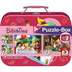 Schmidt Spiele Puzzle 2 x 100 + 2 x 150 Teile Kinder Puzzle Bibi & Tina Metallkoffer 56509, 100 Puzzleteile