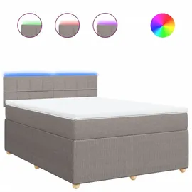 vidaXL Boxspringbett mit Matratze Taupe 140x200 cm Stoff