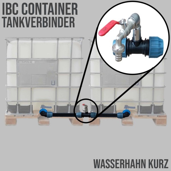 IBC Container Tankverbinder Anschluss Set 32 mm nebeneinander Wasserhahn Auslaufventil
