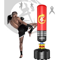 Dripex Boxsack Erwachsene Freistehender Standboxsack MMA Boxpartner Boxing Trainer Heavy Duty Boxsack mit Saugfuß (175cm Rot)