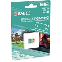 Emtec EMTEC, MicroSDXC 512 GB UHS-I U3 V30 A1 Express Gaming, kompatibel mit Nintendo Switch 2, hohe Geschwindigkeit bis zu 880 Mb/s, erweiterter Speicher, ideal für Videospiele und Anwendungen