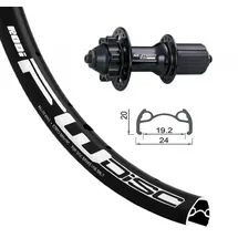 XLC Laufrad|Hinterrad 24x1.90 Zoll 6-Loch schwarz Schnellspanner 32-Loch Rodi FW Disc schwarz Nirosta-Speichen schwarz