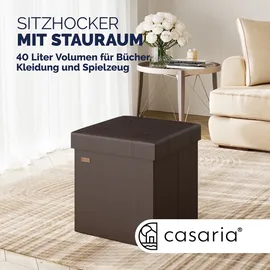 CASARIA Faltbarer Sitzhocker mit Stauraum 2er Set Braun