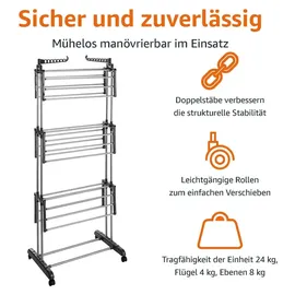Amazon Basics Turm-Wäscheständer 1,73 m grau
