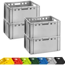 Buri 4x Fleischkiste E3 Metzgerkiste 60x40x30cm lebensmittelecht, robust, stapelbar - Eurokisten Lagerkiste Stapelkiste aus Deutschland, Farbe:grau - Grau