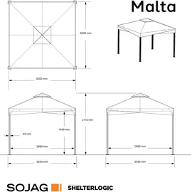 Sojag Malta 1010 3,05 x 3,05 m Schwarz