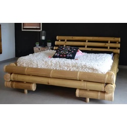 Casa Padrino Luxus Doppelbett Naturfarben 190 x 245 x H. 70 cm - Bambus Bett - Schlafzimmer Möbel - Bambus Möbel - Luxus Möbel - Luxus Einrichtung