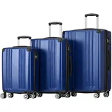 okwish Kofferset, Koffer Hartschale-Koffer , Rollkoffer, Reisekoffer, Handgepäck 4 Rollen, ABS-Material, TSA Zollschloss, M-L-XL-Set Dunkelblau - Dunkelblau