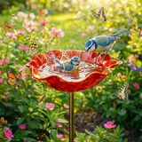 Vogeltränke Stehend Metall, Blumenform Bienentränke und Insektentränke für den Garten, Gartenstecker Vogelbad und Vogelfutterstation, Wetterfeste Gartendeko für Draußen, Hof, Balkon (1 Pcs)