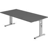 Hammerbacher OS 2E höhenverstellbarer Schreibtisch grafit rechteckig, C-Fuß-Gestell silber 200,0 x 100,0 cm