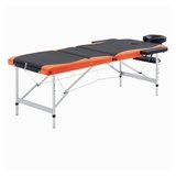 vidaXL Massagetisch Klappbar 3 Zonen Aluminium Schwarz und Orange