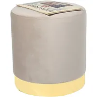 Zedelmaier Sitzhocker rund Hocker Zylindrischer Samthocker Fußbank (ZD3538), Fußbank Hocker ohne Stauraum beige