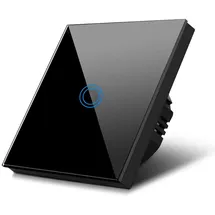 Maclean Brackets Maclean MCE702B Touch Lichtschalter Wandschalter Glas Schalter mit farbwechsel LED Hintergrundbeleuchtung Einbauschalter 85x85mm (1-Fach Rund, Schwarz)