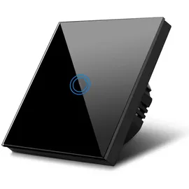 Maclean Brackets Maclean MCE702B Touch Lichtschalter Wandschalter Glas Schalter mit farbwechsel LED Hintergrundbeleuchtung Einbauschalter 85x85mm (1-Fach Rund, Schwarz)