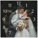 Personalisierte Foto Wanduhr, Personalisierte Quadratische Uhr mit Foto Text, Benutzerdefiniert Wanduhren mit Foto zum Küche Schlafzimmer Wohnzimmer, Jahrestag Geburtstag Hochzeits Dekorative Geschenk