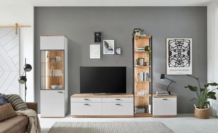IDEAL Wohnen Wohnwand Basset Dekor Weiß