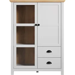 Highboard HOME AFFAIRE "Herzwill", grau (lichtgrau melamin, artisan eiche nb), B:97cm H:130cm T:41cm, Holzwerkstoff, Sideboards, Breite 97 cm, Höhe 130 cm, Stauraum, Türen und Korpus, mattes Grau