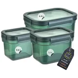 ENGELLAND Frischhaltedose 3-teiliges Set transparent-moosgrün 0,6 l / 1,1 l / 2,0 l