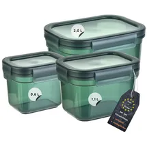 ENGELLAND Frischhaltedose 3-teiliges Set transparent-moosgrün 0,6 l / 1,1 l / 2,0 l