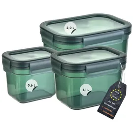 ENGELLAND Frischhaltedose 3-teiliges Set transparent-moosgrün 0,6 l / 1,1 l / 2,0 l