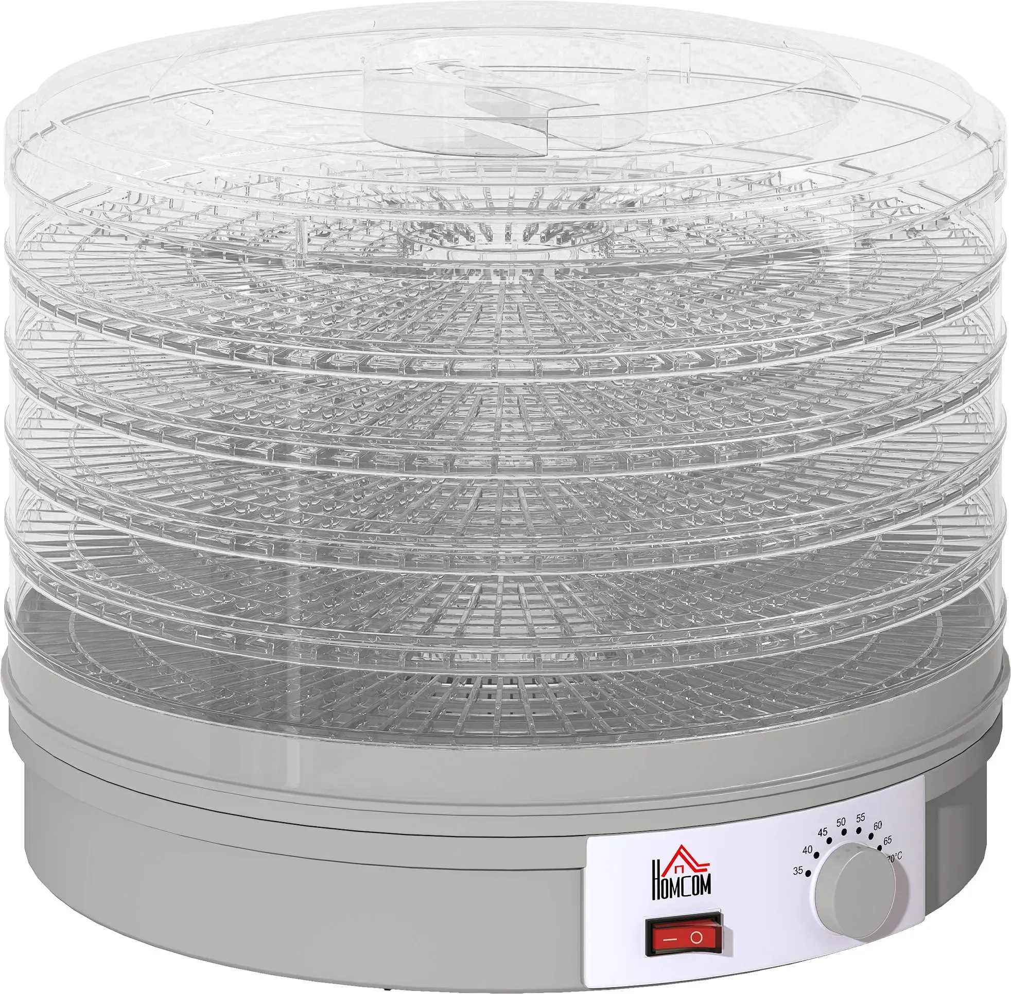 HOMCOM Dörrautomat Dörrgerät, 245 W, 35-70°C Temperaturregler, 5 Einlegefächer, Dehydrator für Lebensmittel, Obst, Fleisch, Gemüse, Blumen, BPA frei   Aosom