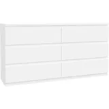 Forte Kommode FORTE "Edmore", weiß, B:153,9cm H:79,8cm T:42,2cm, Spanplatte, Sideboards, Kommode, große Kommode, grifflose Front, Stauraum, 6 Schubladen