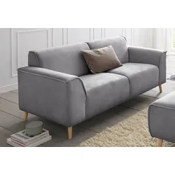 2,5-Sitzer ANDAS "Janek", grau, B:193cm H:81cm T:90cm, Struktur fein ( 100% Polyester), Struktur weich (92% Polyester, 8% Nylon), Struktur fein ( 100% Polyester), Sofas, mit Federkern und Keder in scandinavischem Design
