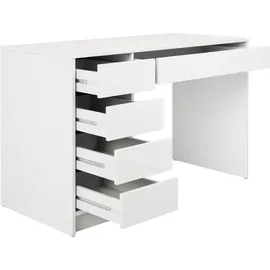 Mirjan24 Schreibtisch Ada, 5 Universale Schubladen Schülerschreibtisch Computertisch Kinderschreibtisch Arbeitstisch PC-Tisch Jugendzimmer Kinderzimmer (Weiß)