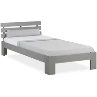 Homestyle4u Holzbett 90x200 mit Lattenrost Grau Kiefer Bett Bettgestell Massivholzbett Jugendbett