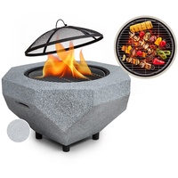 Blumfeldt Feuerschale, Tragbare Feuerstelle Outdoor, Feuerschalen für den Garten, Terrasse & Camping, Feuerschale mit Grillrost & Holzlagerfach, Sichere Stahlschale, Feuerstelle 65 x 51 x 65 cm