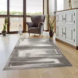 Carpet City Teppich Wohnzimmer - Abstrakt 120x170 cm Grau Meliert - Moderne Teppiche Kurzflor