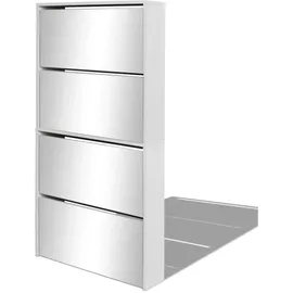 vidaXL Schuhschrank 63 x 134 x 17 cm mit Spiegel / weiß