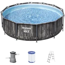 BESTWAY Steel Pro Max Frame Pool Set 366 x 100 cm holzoptik inkl. Filterpumpe