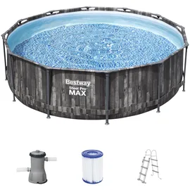 BESTWAY Steel Pro Max Frame Pool Set 366 x 100 cm holzoptik inkl. Filterpumpe