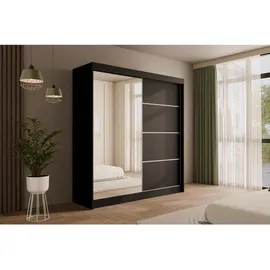 altdecor Schiebetürenschrank 200 cm 215 x 61 cm Schwarz