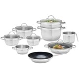 Homeware Profession. Kochtopfset Bozen, Edelstahl, Metall, 9-teilig, 16 cm,18 cm,16 cm, rund, Lfgb, Messskala, Kochen, Töpfe, Topfsets