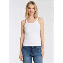 Boss ORANGE Ripptanktop Epetite Premium Damenmode Slim Fit mit Logostickerei weiß S (36)
