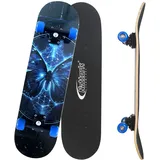 Nattork 31 Inch Complete Skateboard with PU Wheels, Wood 9 Layer Canadian Maple Trick Board for Boys Girls Youth Teens Gift for Beginners Butterfly
