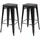 Proregal 2er-Set Barhocker inkl. Holz-Sitzfläche Sitzhöhe 76cm Metall Industriedesign stapelbar Schwarz Barstuhl Tresenhocker