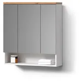 livinity® Badspiegelschrank, Weiß, Weiß, 10 Fächer, Rechteckig, 70x77.5x21.7 cm, Badezimmer, Badezimmerspiegel, Spiegelschränke
