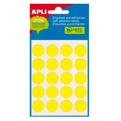 APLI Selbstklebende Etiketten Durchmesser 19 mm,100 st, 5 Blatt - gelb