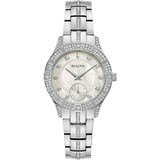 Bulova Phantom Crystal Silber Damen Armbanduhr 96L291