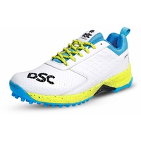 DSC Jaffa 22 Professional Cricket Shoes | White and Yellow | Size: EU 44, UK 10, US 11 | Material: PVC | for Boys and Men | Toe and Heel Protection | Supersoft and Flexibility | Rubber Outsole