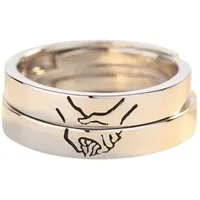 YRIIOMO Trauring Romantische Partnerringe aus S925 Silber mit verstellbarem Design, (inspiriert von ineinander verschlungenen Händen, ideal für Paare mit, schlichtem und zeitlosem Stil)