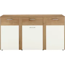 vogl möbelfabrik Kommode VOGL MÖBELFABRIK "Tirent", weiß (eiche, weiß), B:159cm H:84cm T:40cm, Spanplatte, Sideboards, Türkommode, mit 3 Türen und 1 Schubkasten