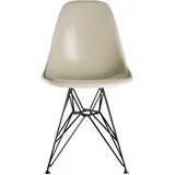 Vitra - Eames Fiberglass Side Chair DSR, basic dark / Eames parchment (Filzgleiter basic dark)